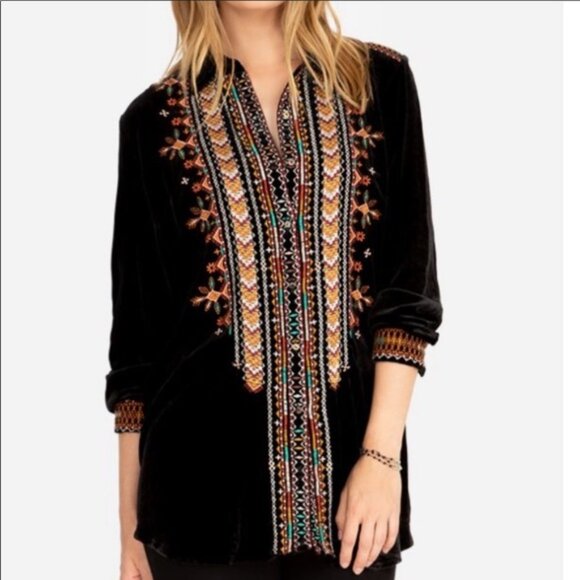 - Johnny Was CHIRI VELVET TUNIC SHIRT XXL - Picture 2 of 7